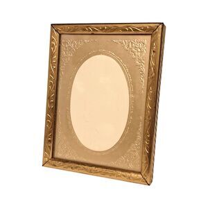 Vintage Intercraft Ornate Photo Picture Frame Gold Tone Oval Template Metal 4x3